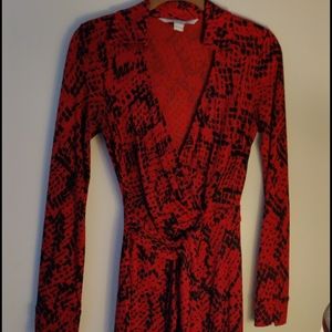 Vtg Diane Von Furstenberg Red Snake Wrap Dres